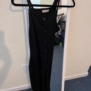 Black spaghetti straps long dress